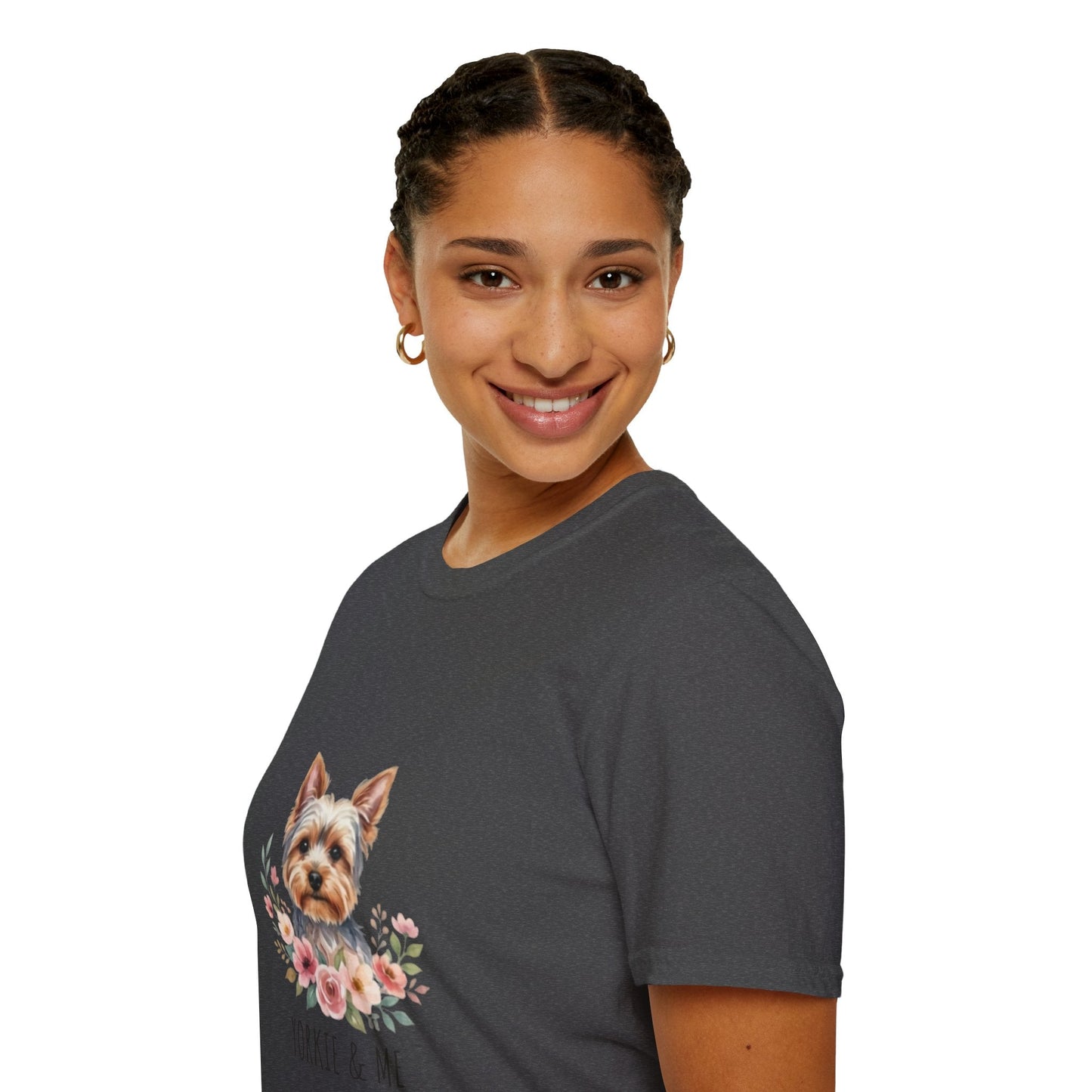 Yorkie & Me T‑Shirt — Floral Yorkshire Terrier Tee - AKYCO