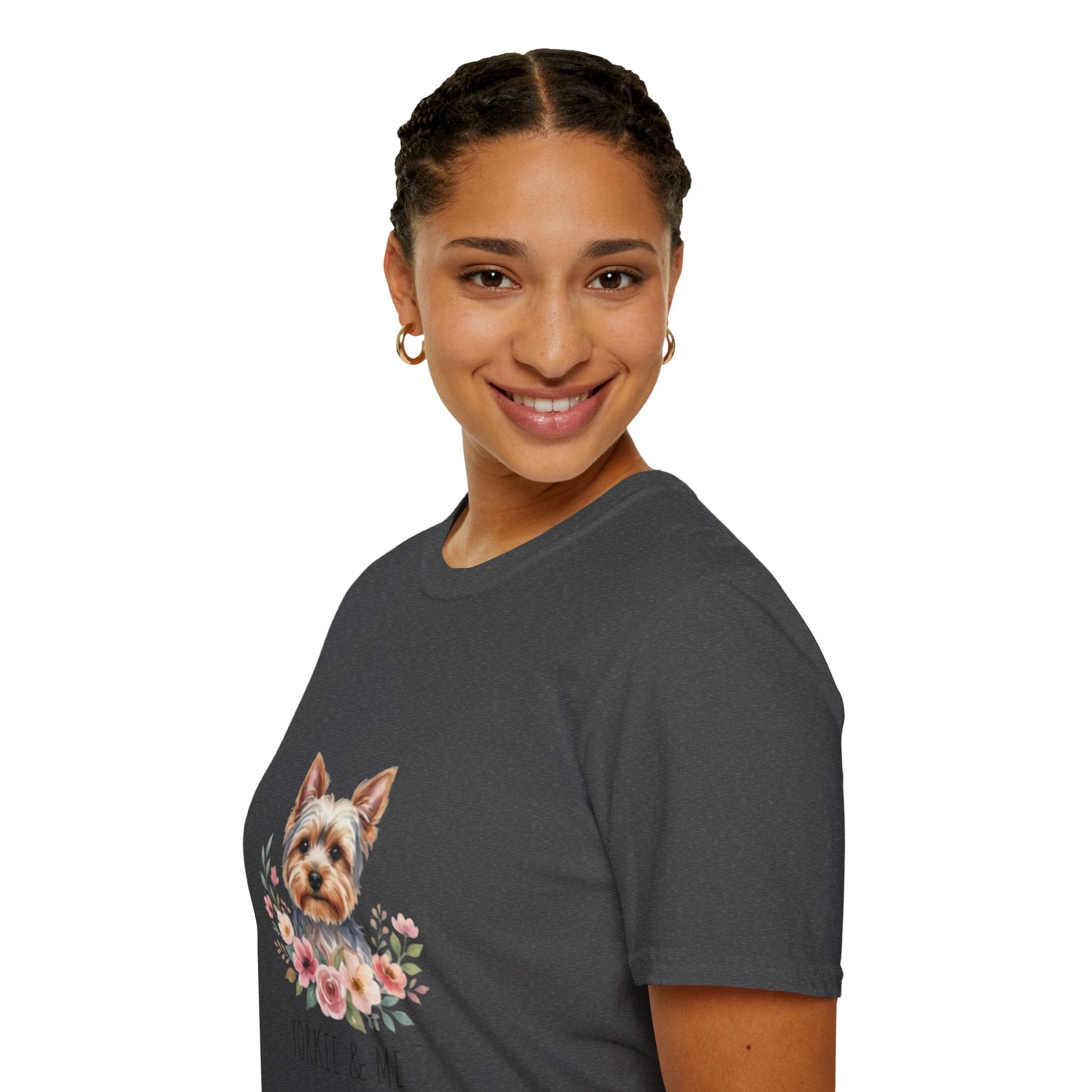 Yorkie & Me T‑Shirt — Floral Yorkshire Terrier Tee - AKYCO