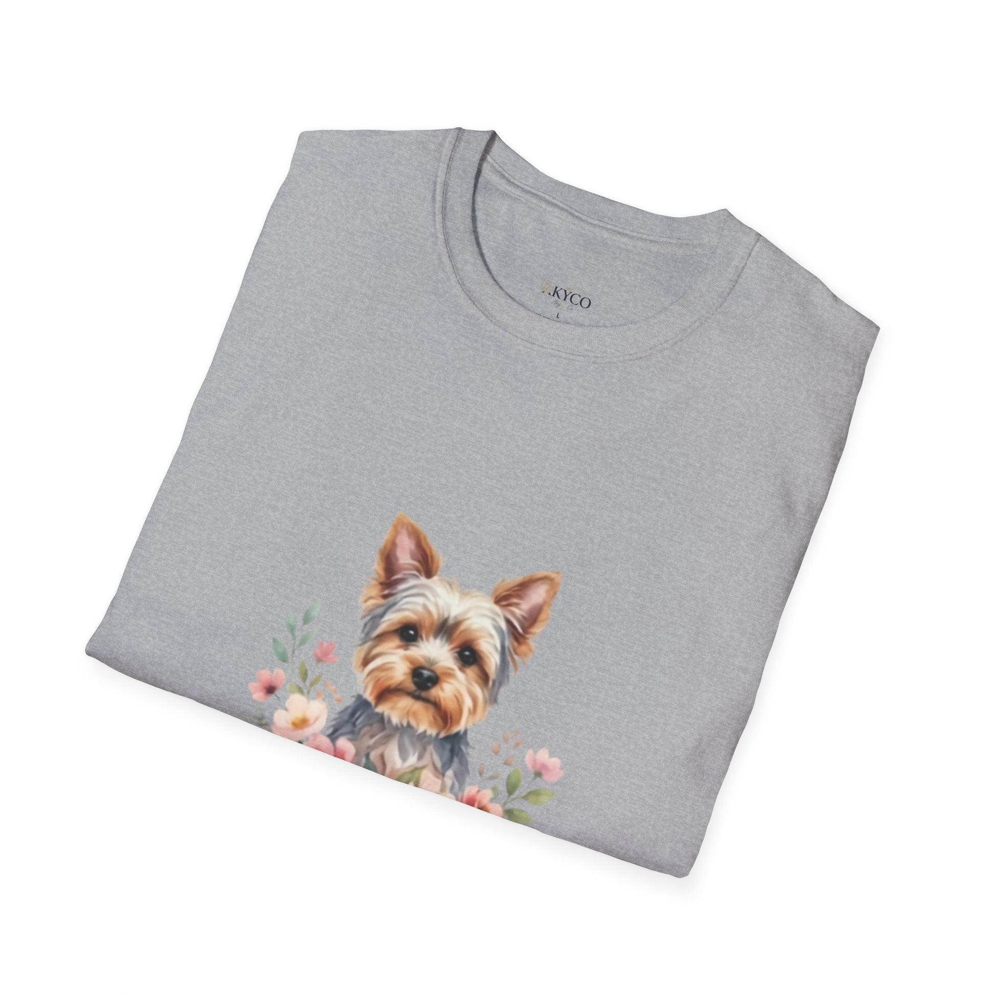 Yorkie & Me T‑Shirt — Floral Yorkshire Terrier Tee - AKYCO