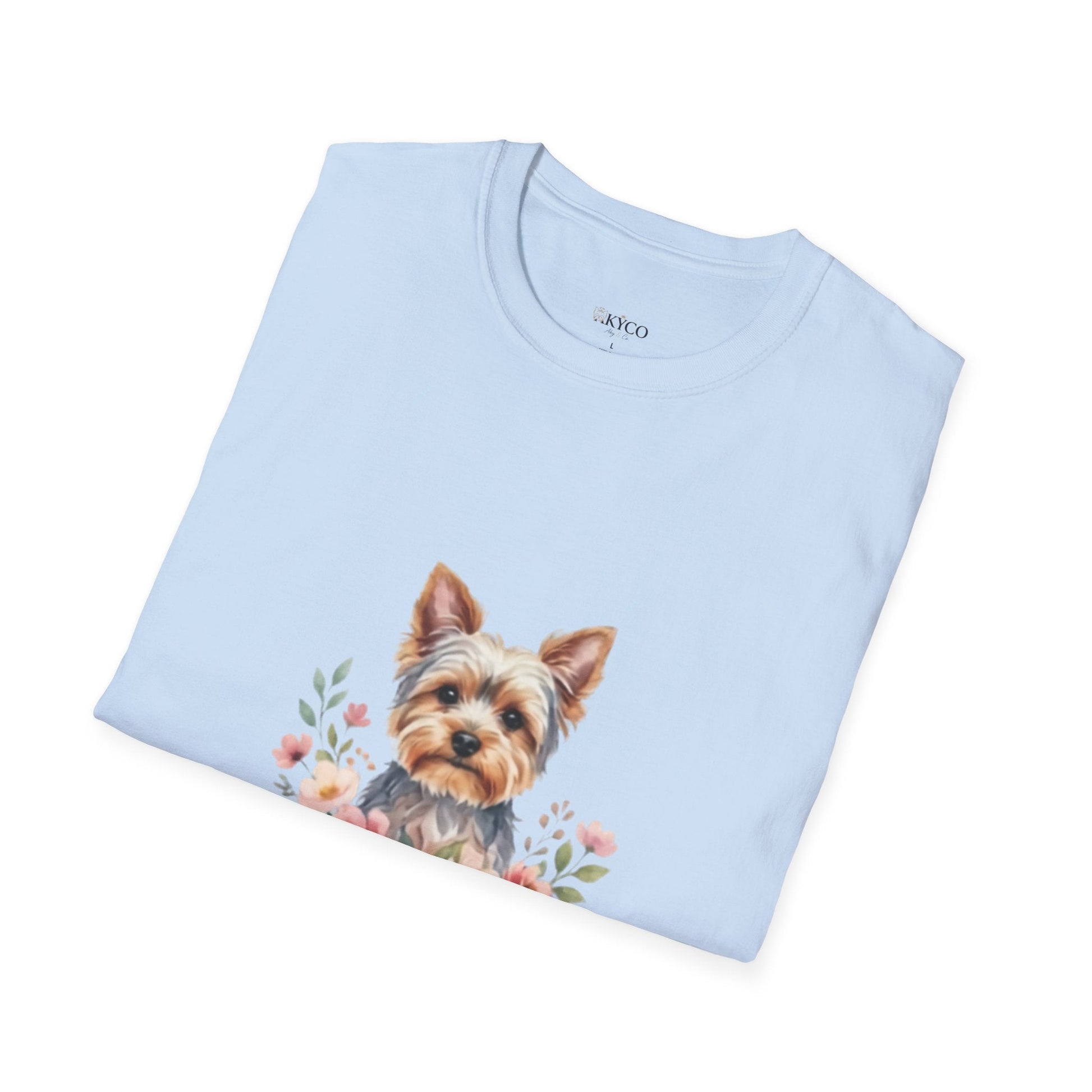 Yorkie & Me T‑Shirt — Floral Yorkshire Terrier Tee - AKYCO