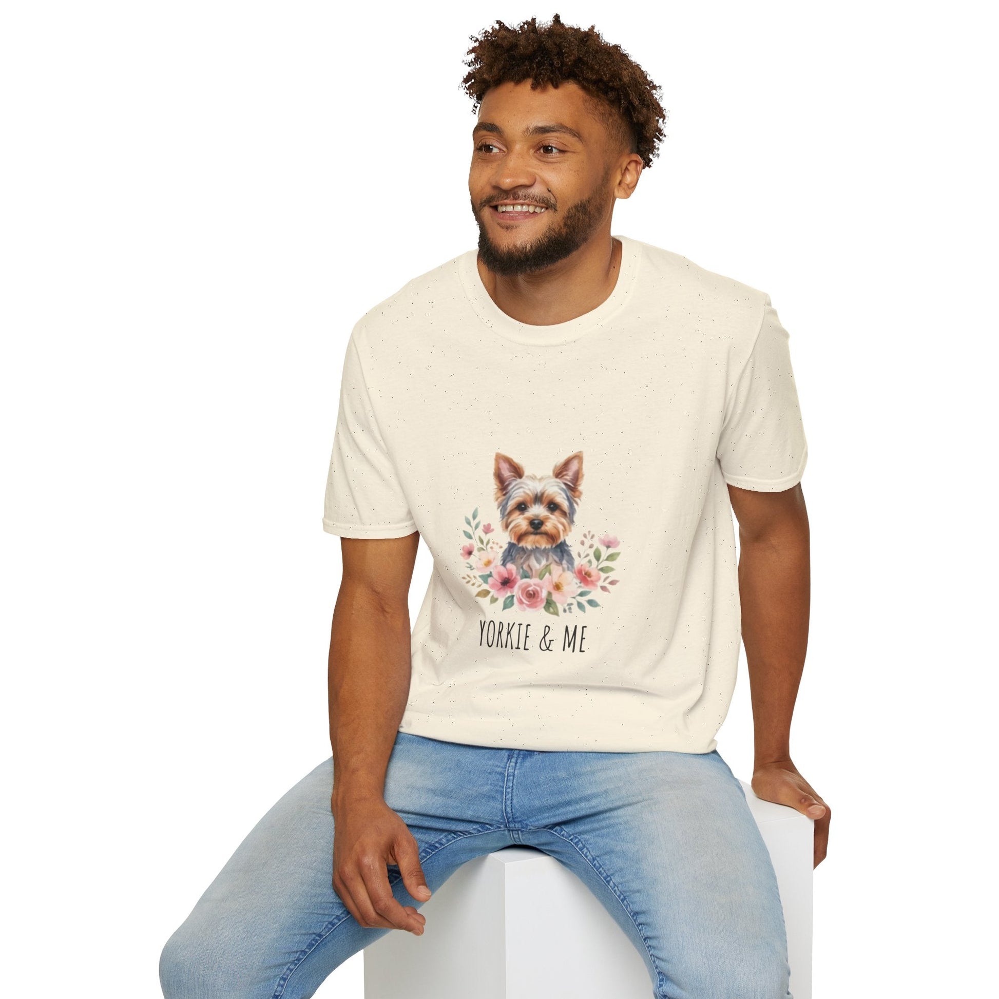 Yorkie & Me T‑Shirt — Floral Yorkshire Terrier Tee - AKYCO