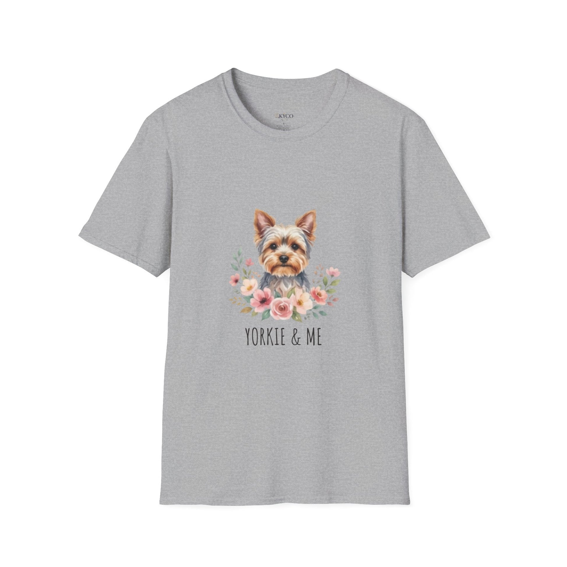Yorkie & Me T‑Shirt — Floral Yorkshire Terrier Tee - AKYCO