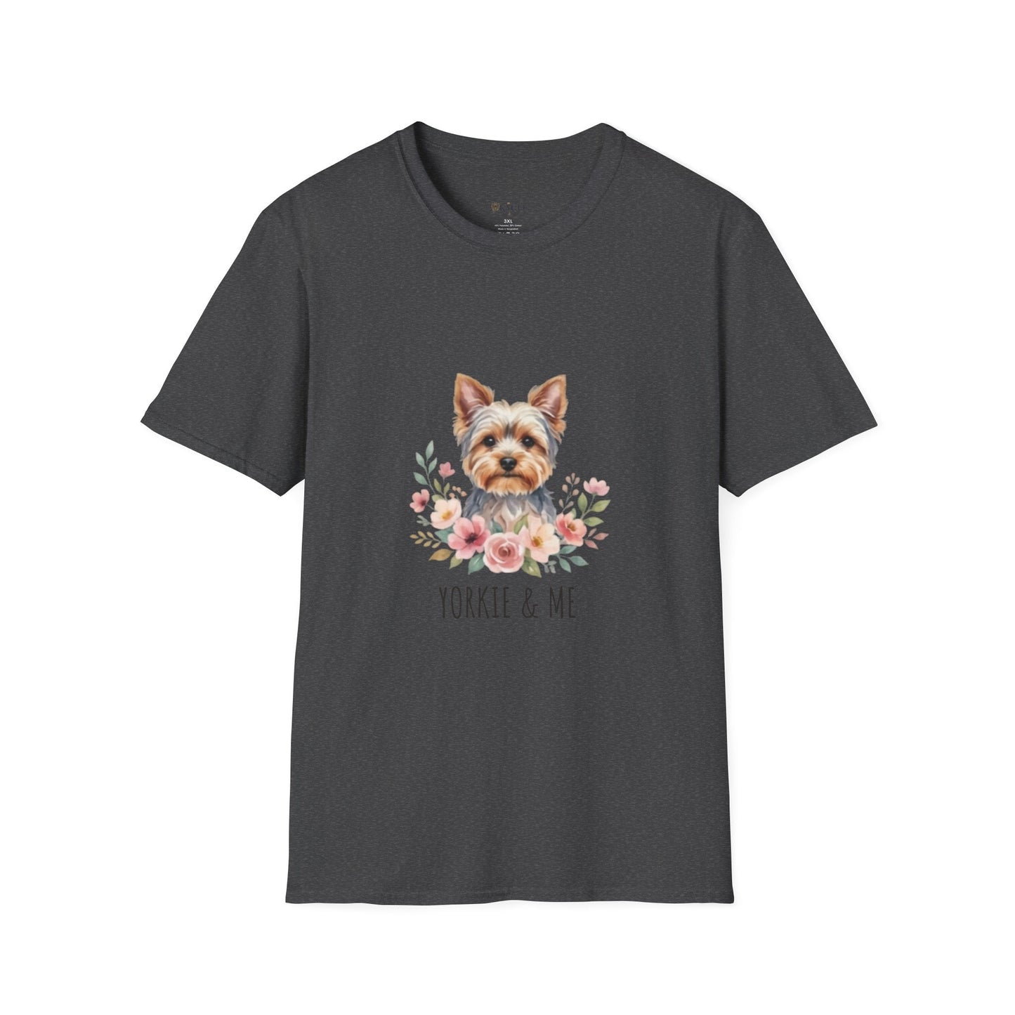 Yorkie & Me T‑Shirt — Floral Yorkshire Terrier Tee - AKYCO