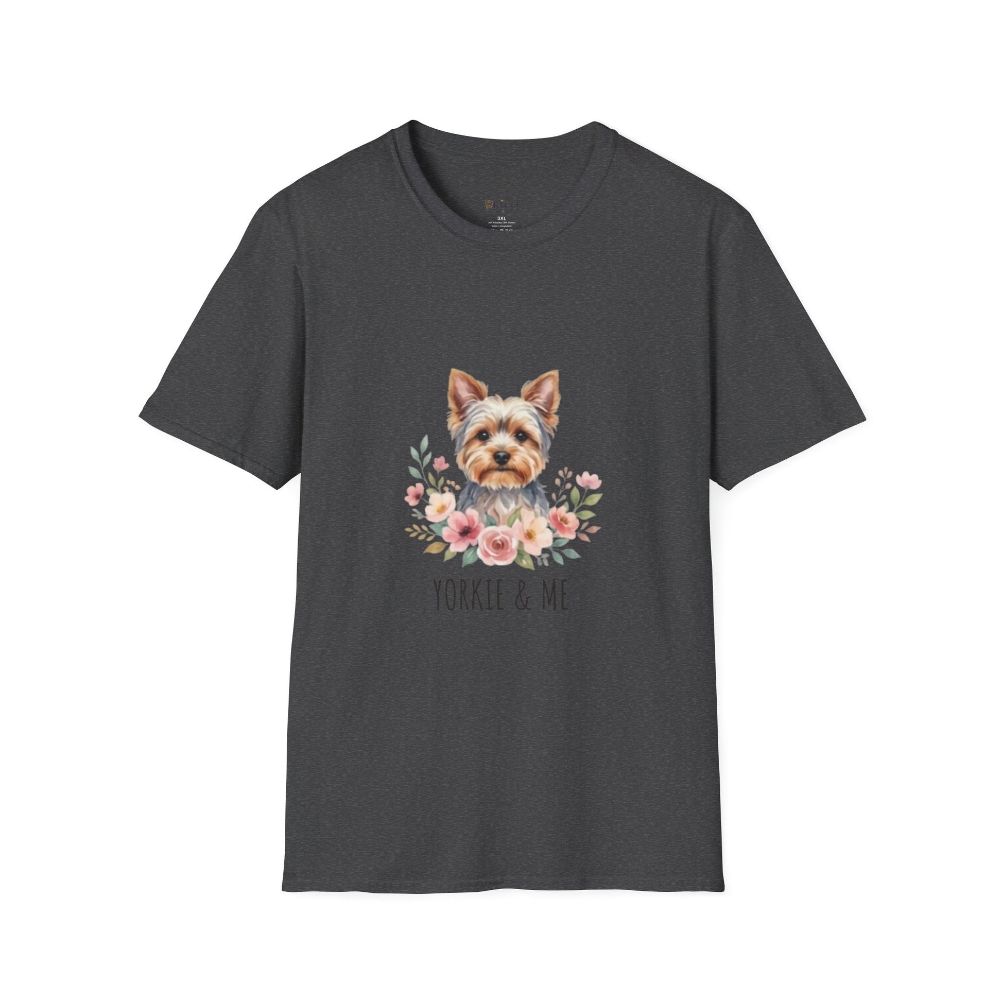 Yorkie & Me T‑Shirt — Floral Yorkshire Terrier Tee - AKYCO
