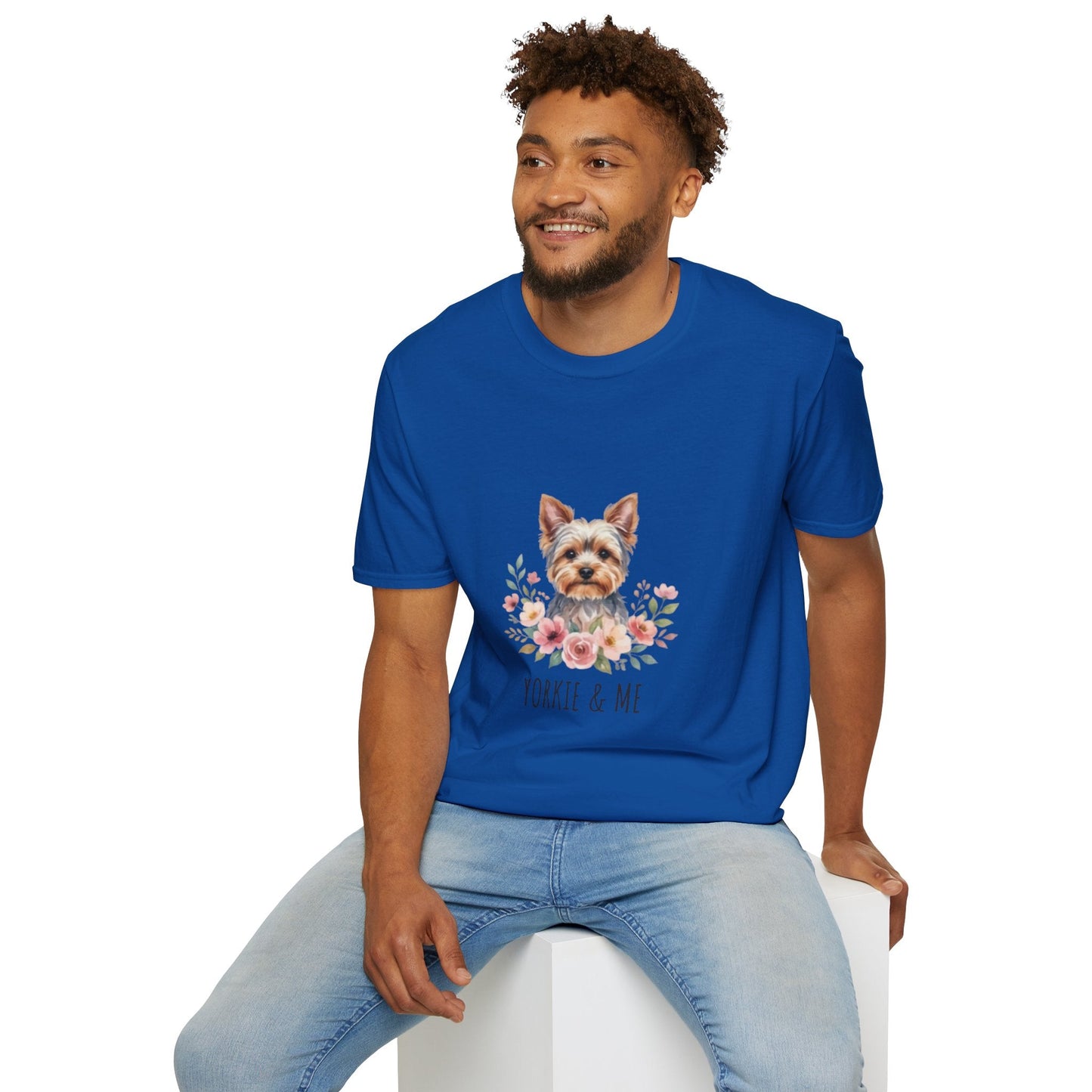 Yorkie & Me T‑Shirt — Floral Yorkshire Terrier Tee - AKYCO