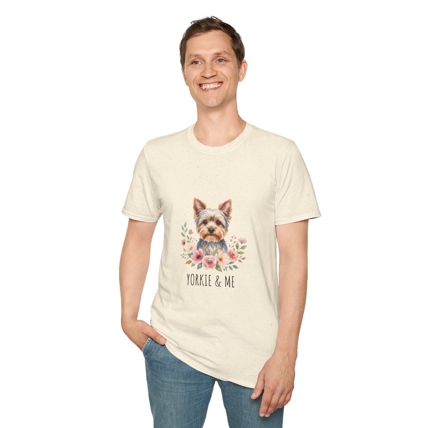 Yorkie & Me T‑Shirt — Floral Yorkshire Terrier Tee - AKYCO