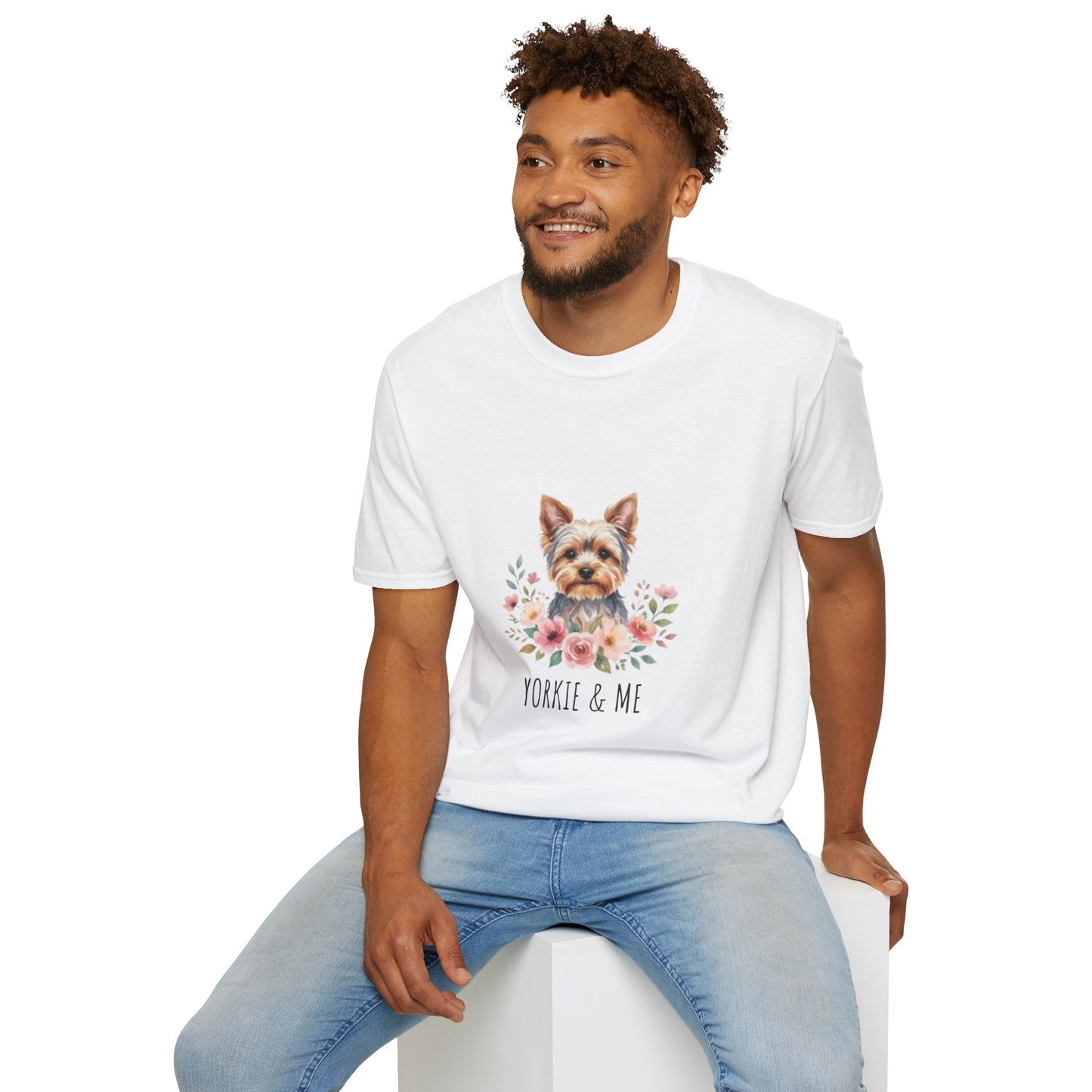 Yorkie & Me T‑Shirt — Floral Yorkshire Terrier Tee - AKYCO