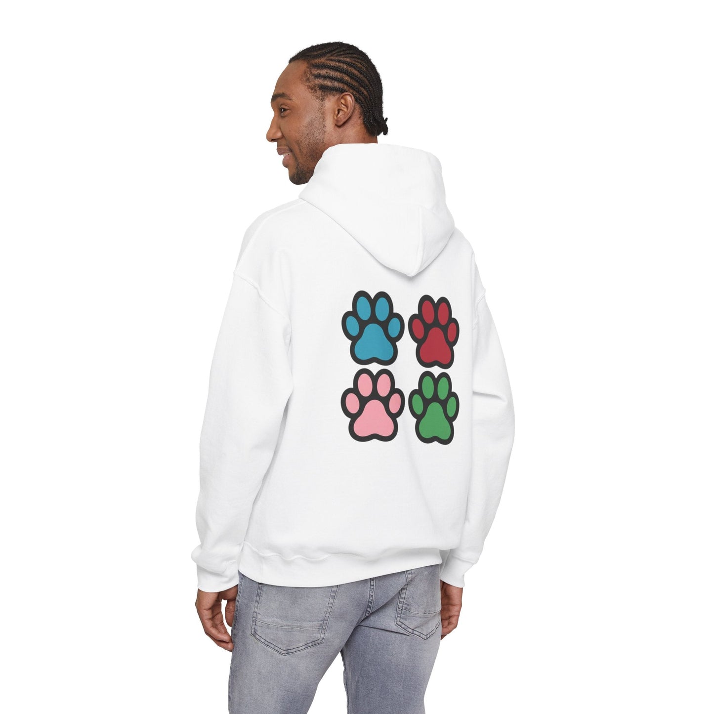 Yorkshire Terrier Paw Hoodie – Cute Yorkie Portrait with Colorful Paw Prints - AKYCO