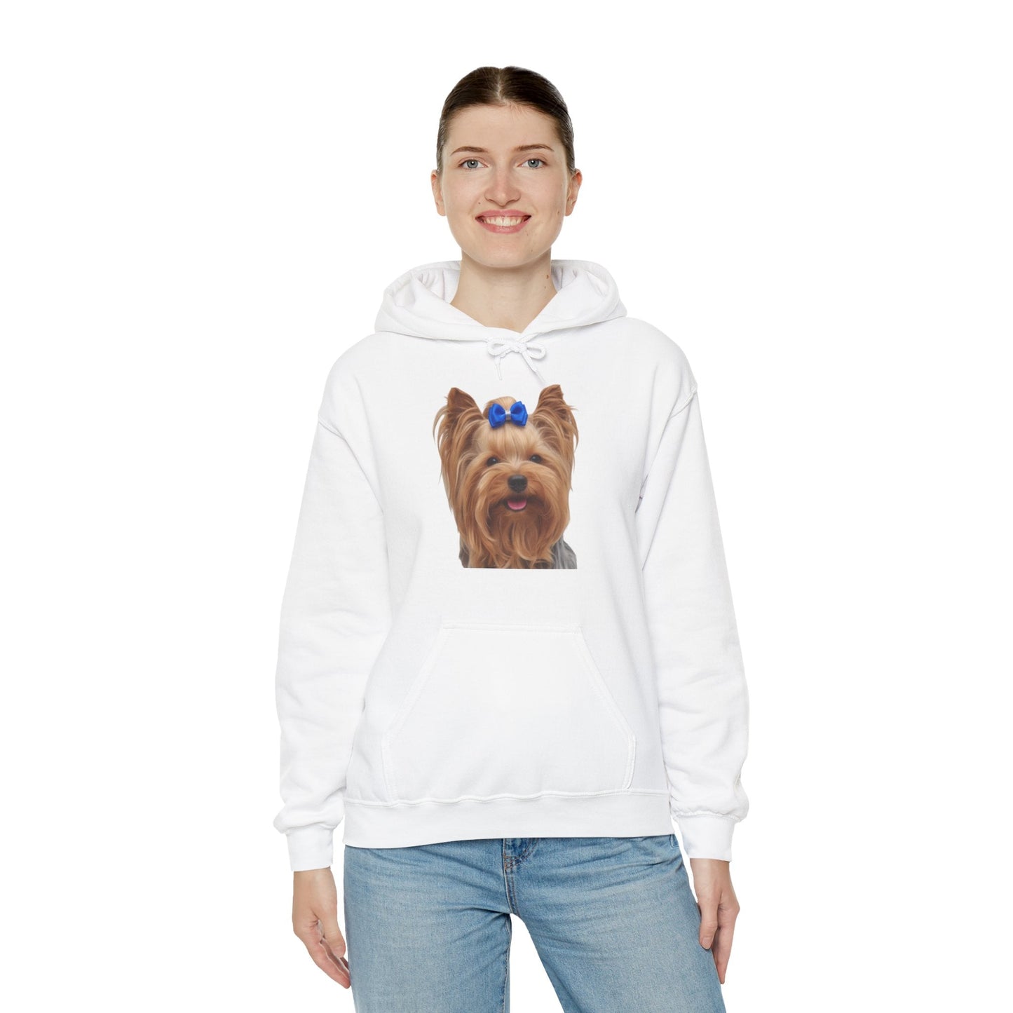 Yorkshire Terrier Paw Hoodie – Cute Yorkie Portrait with Colorful Paw Prints - AKYCO