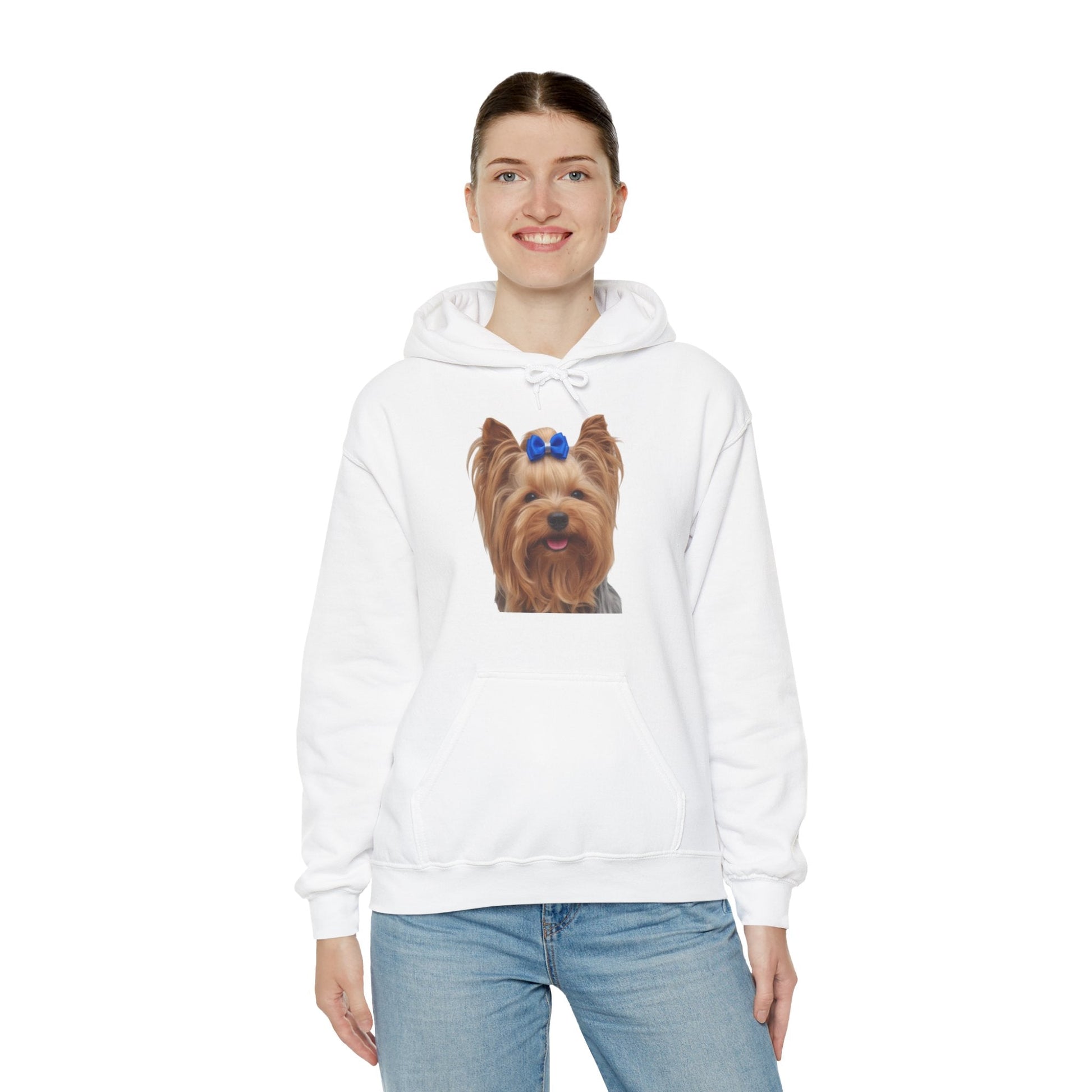 Yorkshire Terrier Paw Hoodie – Cute Yorkie Portrait with Colorful Paw Prints - AKYCO