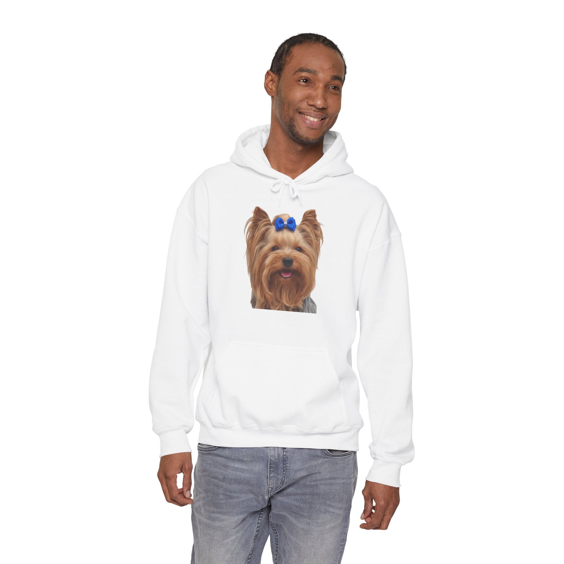 Yorkshire Terrier Paw Hoodie – Cute Yorkie Portrait with Colorful Paw Prints - AKYCO