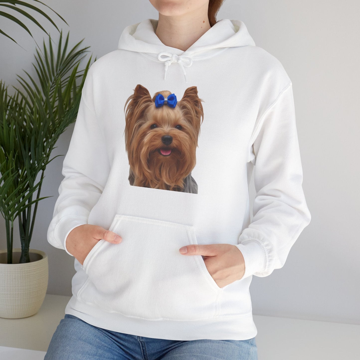 Yorkshire Terrier Paw Hoodie – Cute Yorkie Portrait with Colorful Paw Prints - AKYCO