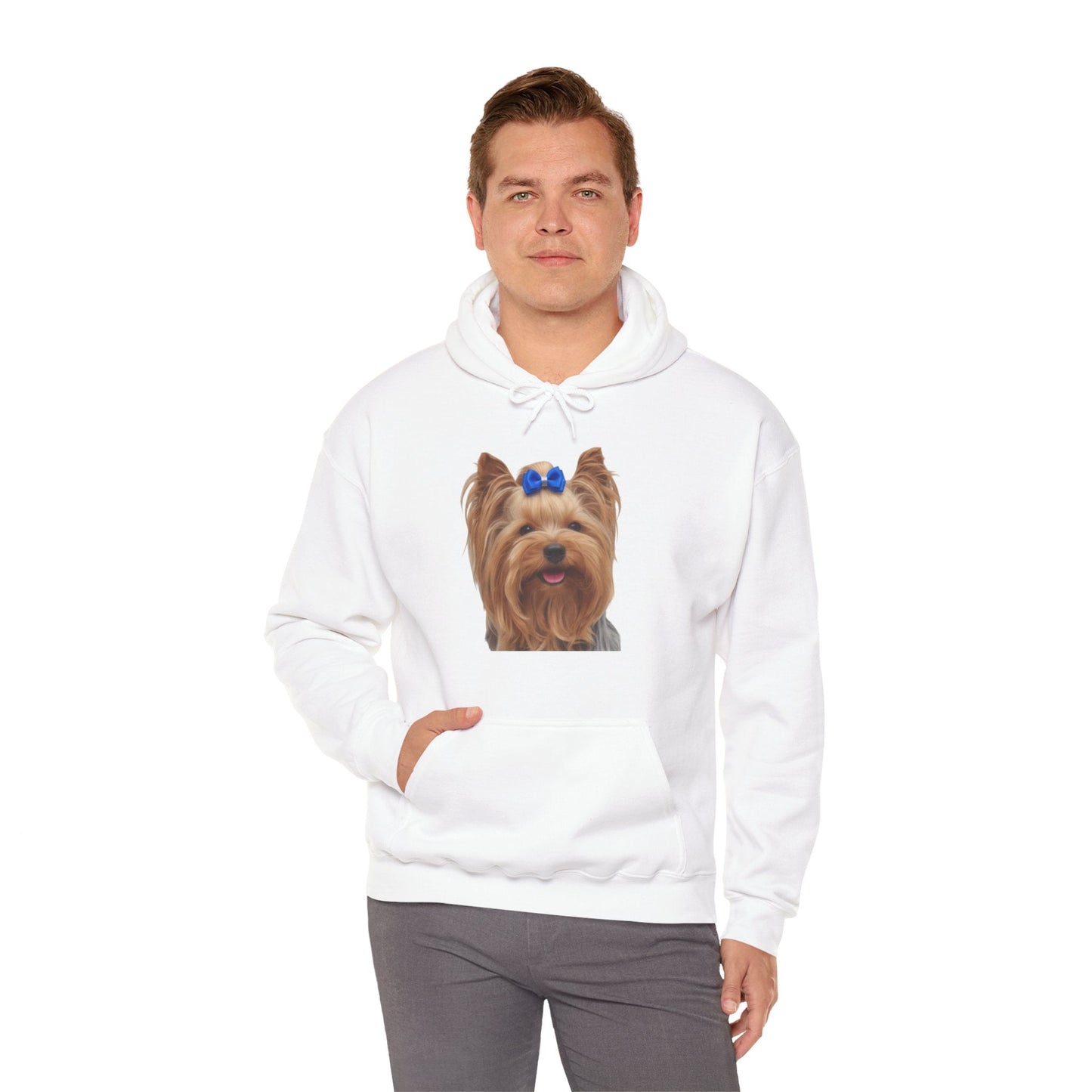 Yorkshire Terrier Paw Hoodie – Cute Yorkie Portrait with Colorful Paw Prints - AKYCO
