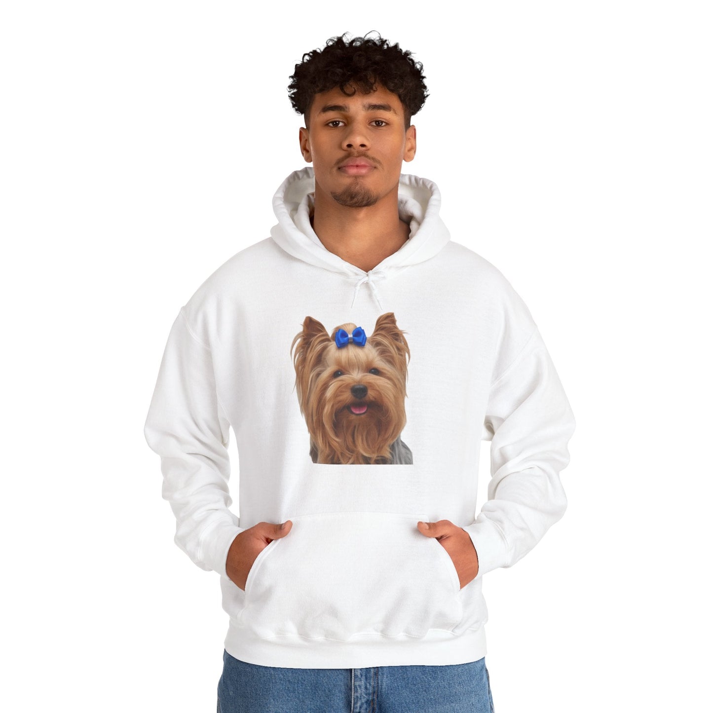 Yorkshire Terrier Paw Hoodie – Cute Yorkie Portrait with Colorful Paw Prints - AKYCO