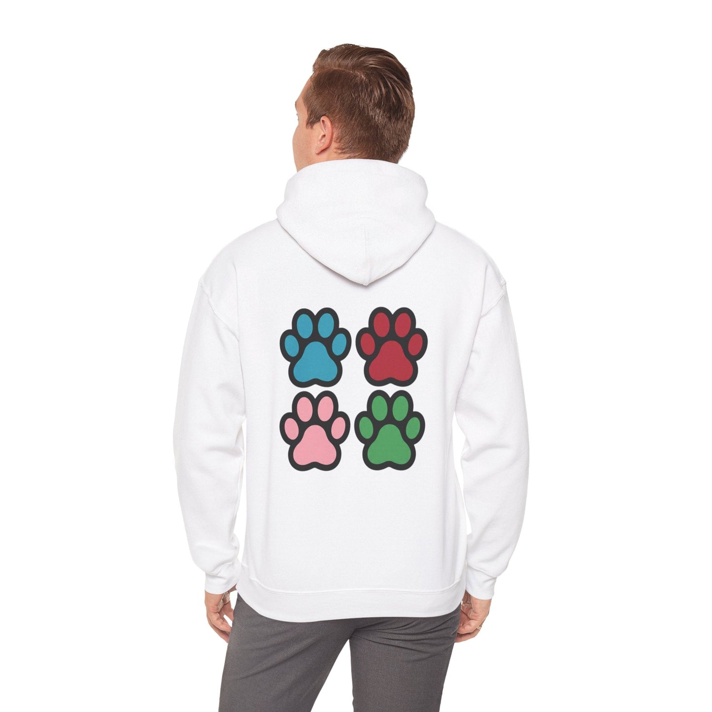 Yorkshire Terrier Paw Hoodie – Cute Yorkie Portrait with Colorful Paw Prints - AKYCO
